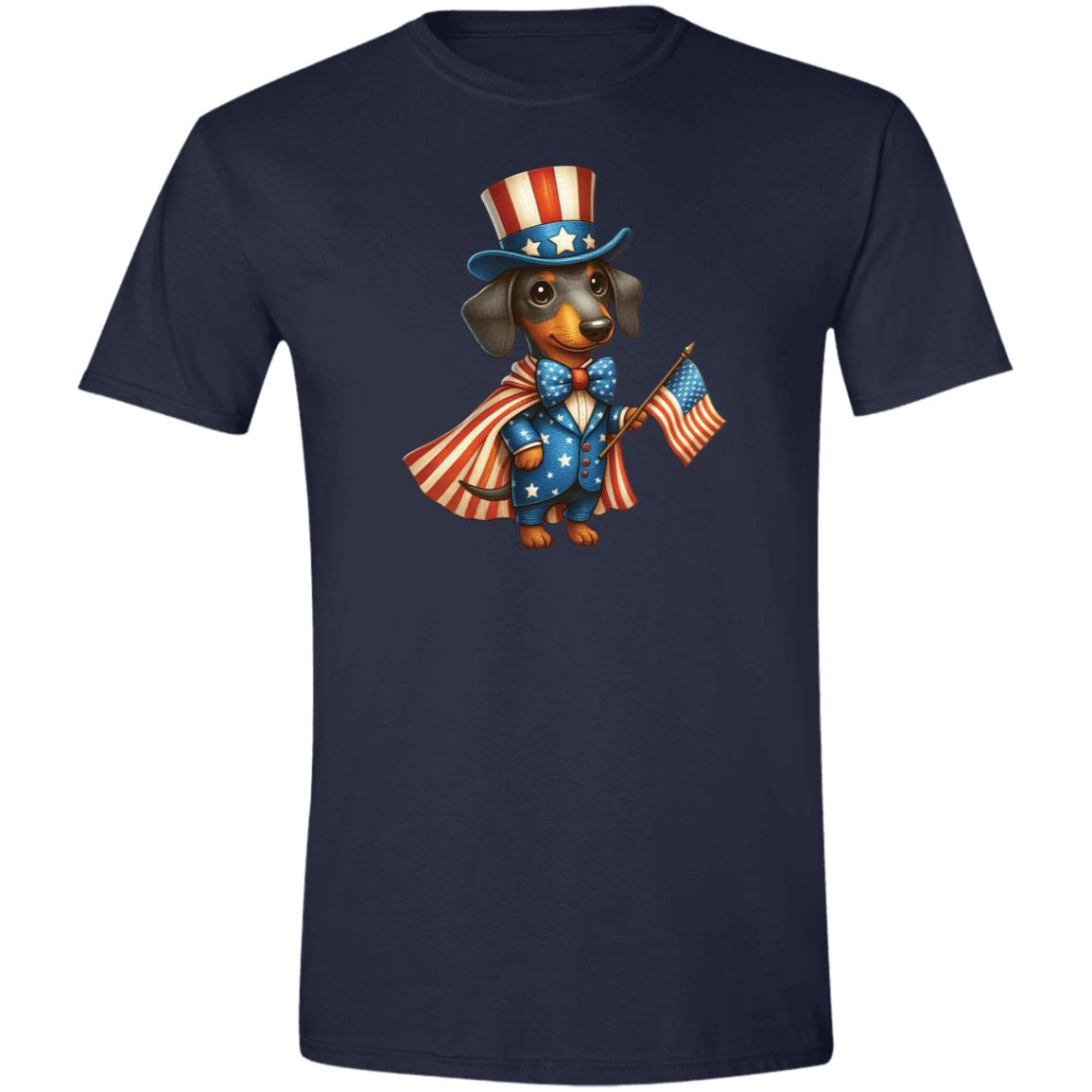 CustomCat T-Shirts Navy / X-Small Dachshund Black/Tan Stars & Stripes T-Shirts