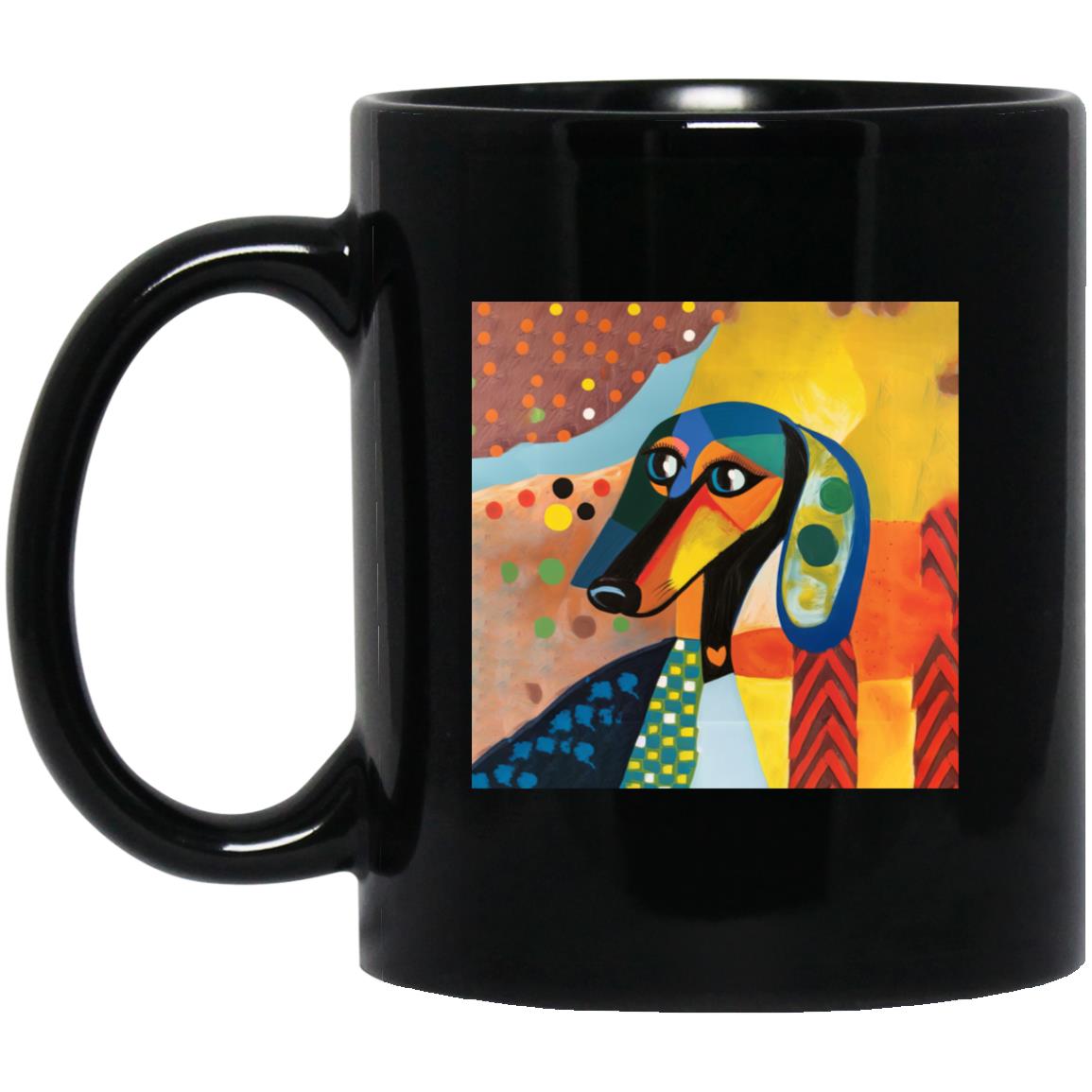 CustomCat Mugs 11oz Black Mug Pawcasso Abstract Mugs