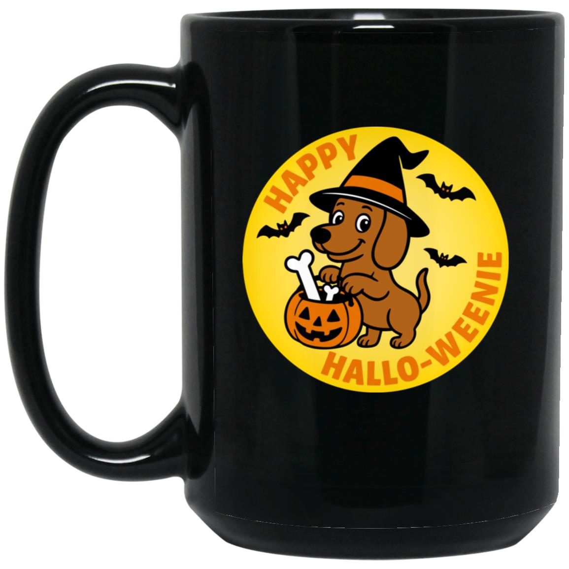 CustomCat Mugs 15oz Black Mug Dachshund Halloweenie Short Hair Brown/Red Mugs