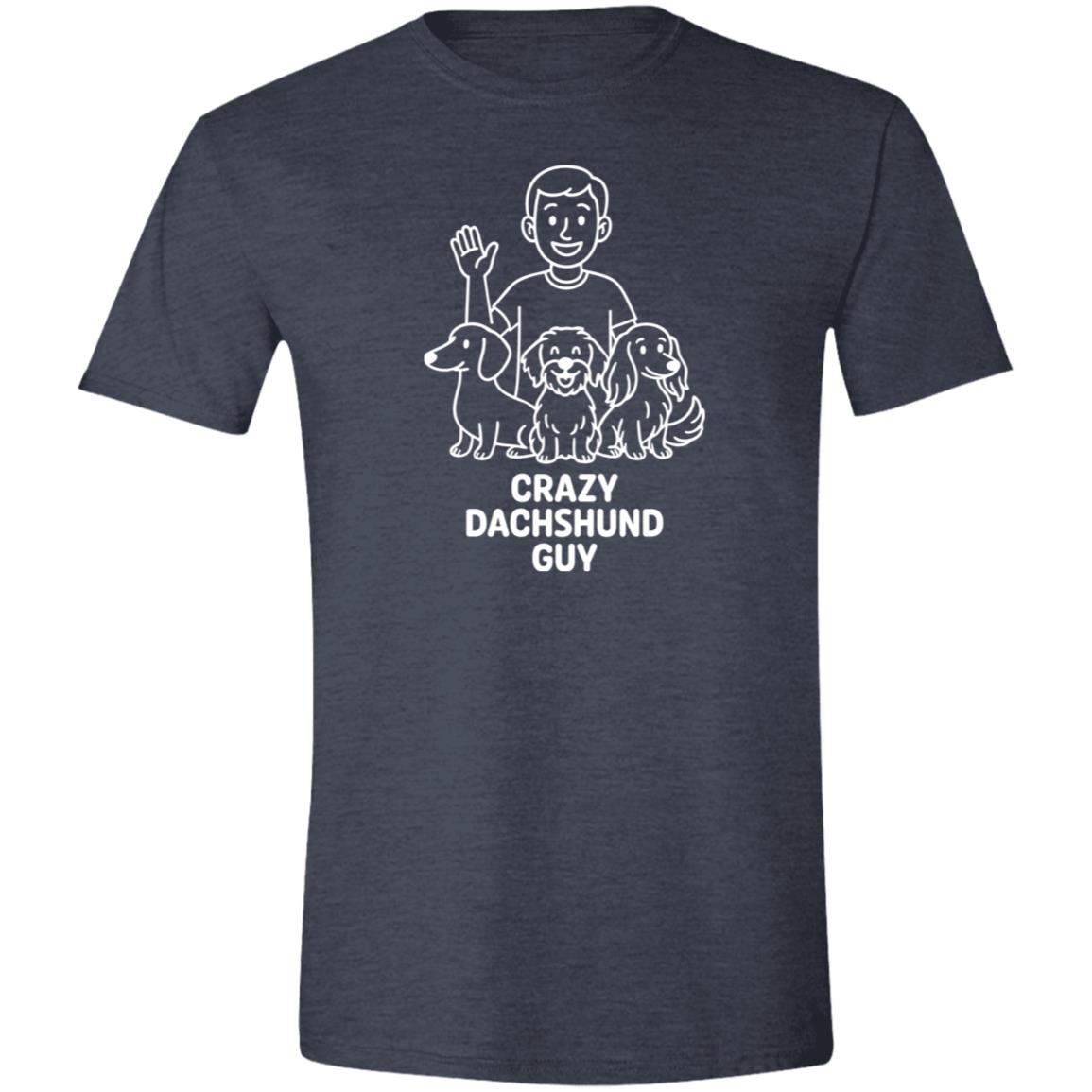 CustomCat Apparel Heather Navy / S Crazy Dachshund Guy T-Shirt