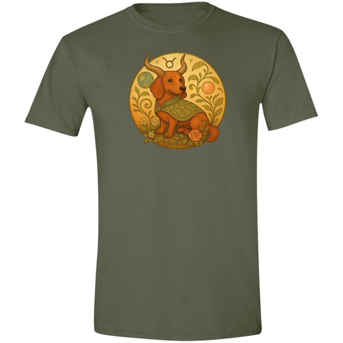CustomCat T-Shirts Military Green / S Taurus Dachshund Zodiac T-Shirt