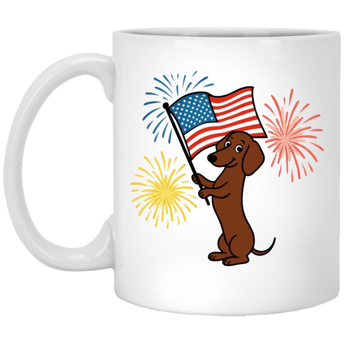 CustomCat Apparel 11oz White Mug / White / One Size Dachshund Brown Smooth – Patriotic Mugs