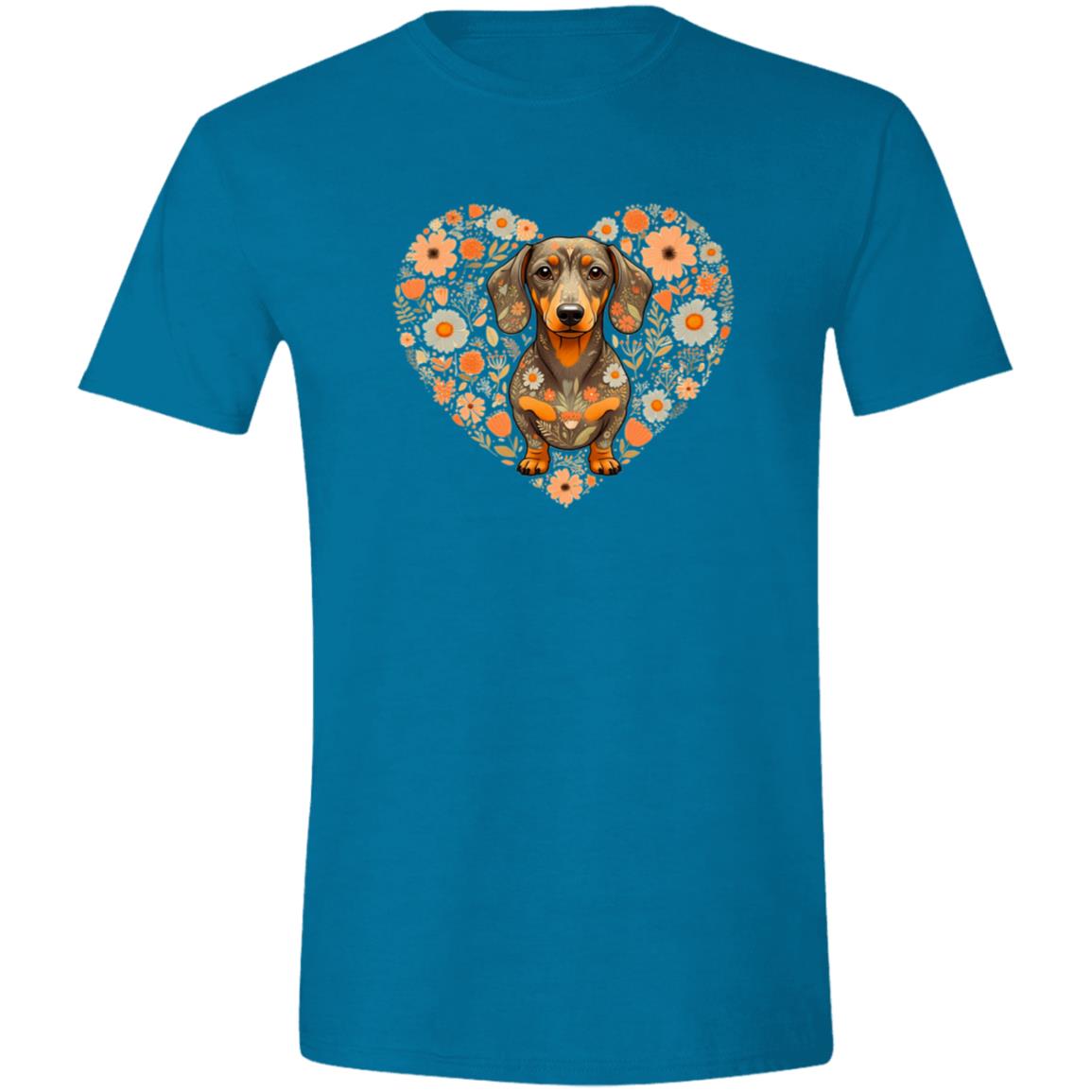 CustomCat T-Shirts Antique Sapphire / S Dachshund Blooming Love T-Shirt