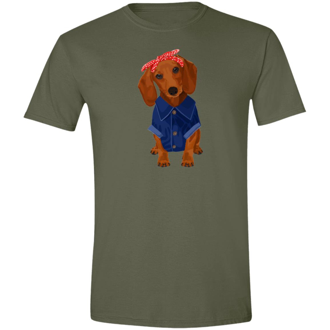 CustomCat T-Shirts Military Green / S Dachshund Brown/Red Rosie the Riveter T-Shirts