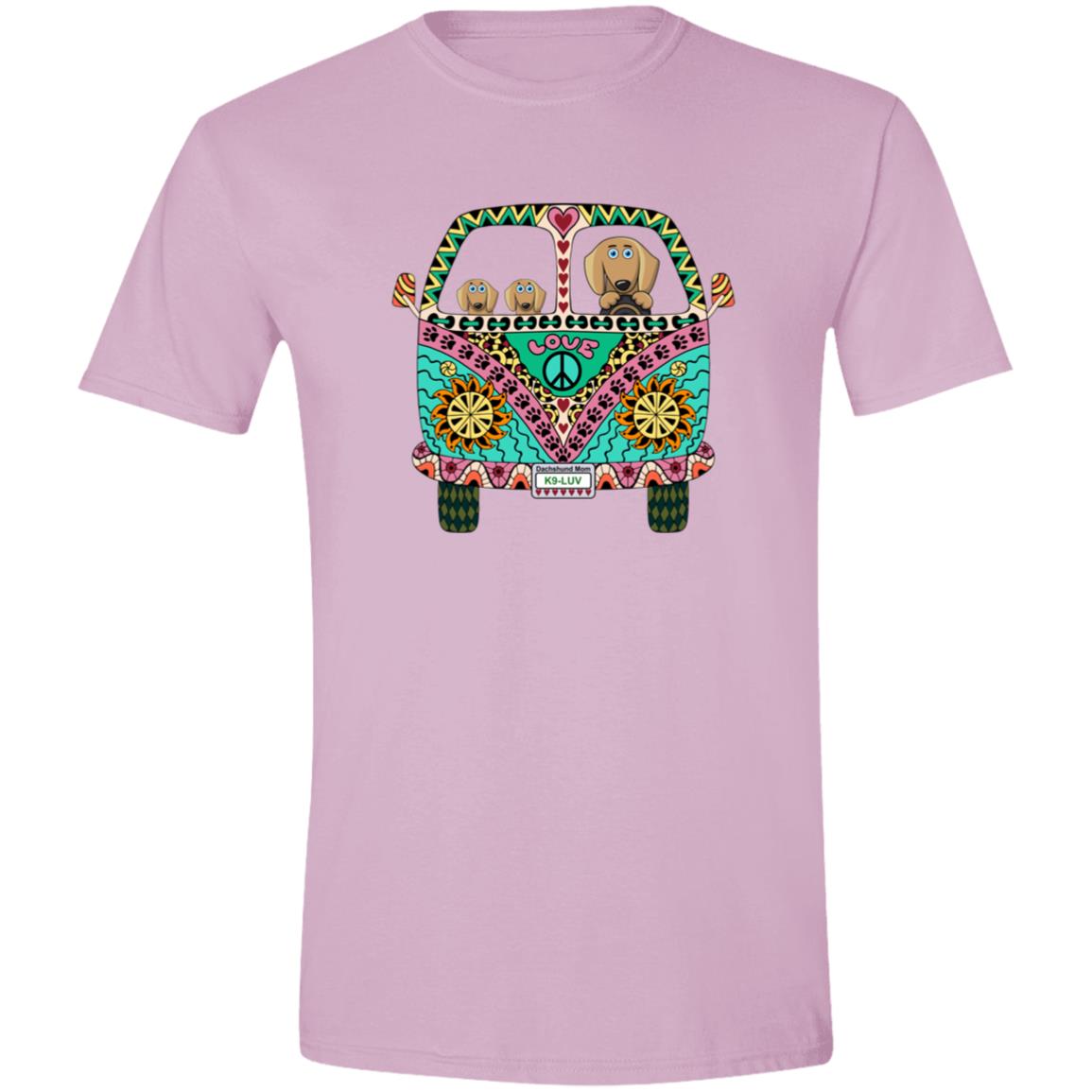 CustomCat T-Shirts Light Blue / S Dachshunds Love Bus Brown/Red T-Shirts