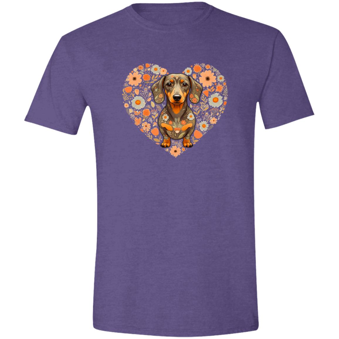 CustomCat T-Shirts Heather Purple / S Dachshund Blooming Love T-Shirt