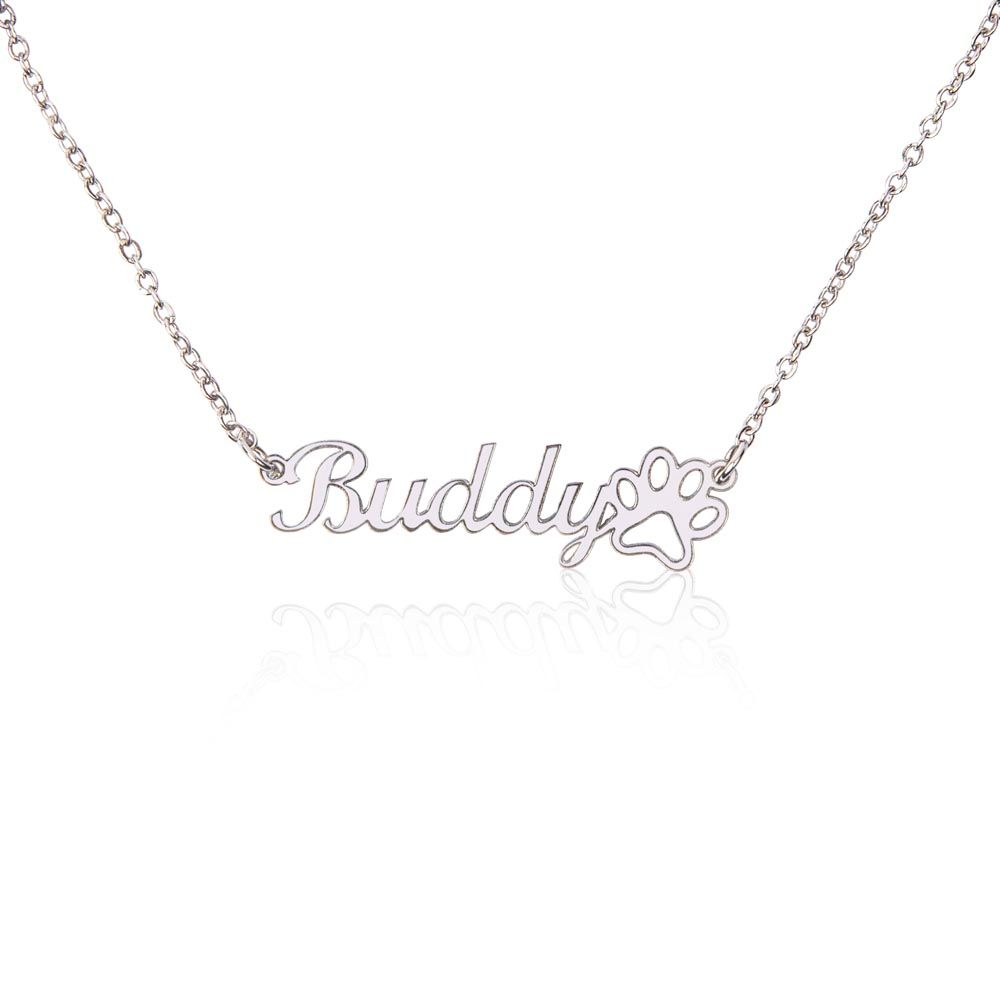 Dog Name Paw Print Personalized Necklace