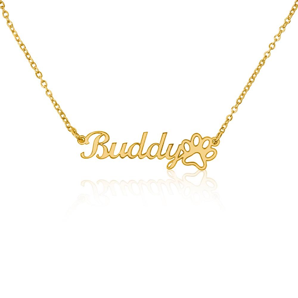 Dog Name Paw Print Personalized Necklace