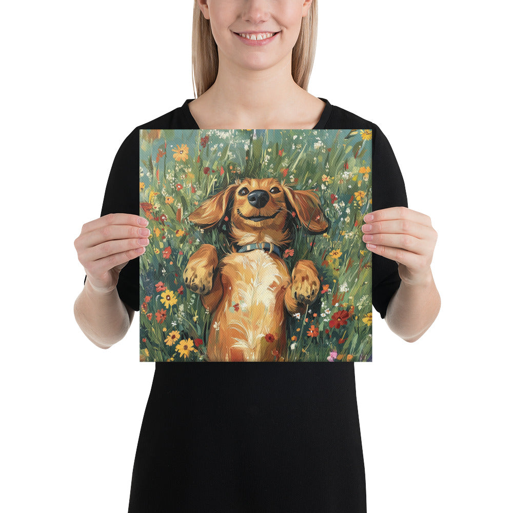 Printful canvas 12″×12″ Dachshund in Bloom Canvas Prints - FREE SHIPPING ITEM