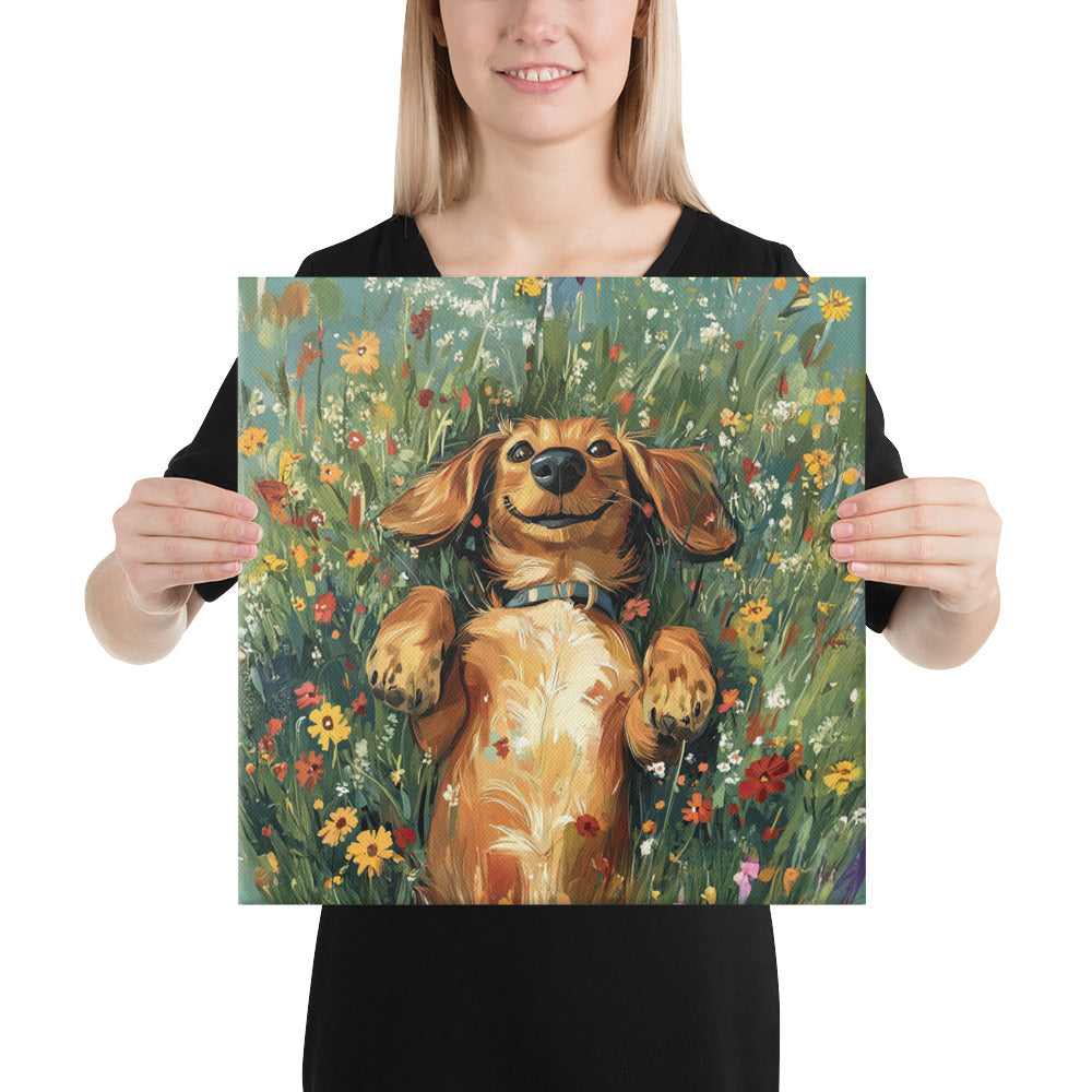 Printful canvas 16″×16″ Dachshund in Bloom Canvas Prints - FREE SHIPPING ITEM