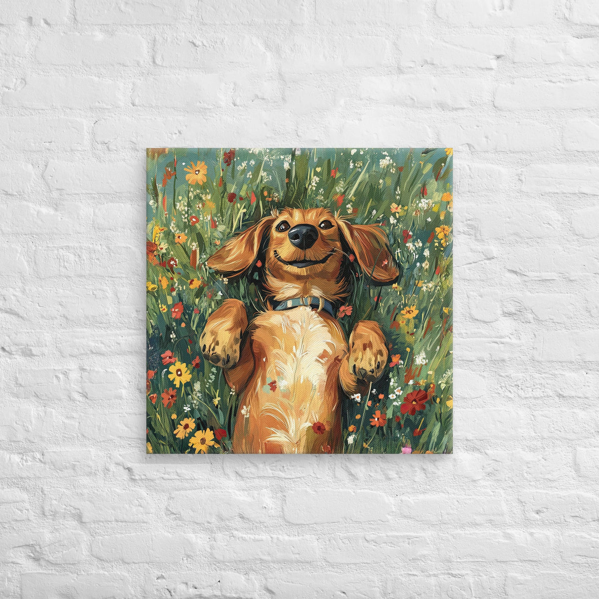 Printful canvas 24″×24″ Dachshund in Bloom Canvas Prints - FREE SHIPPING ITEM