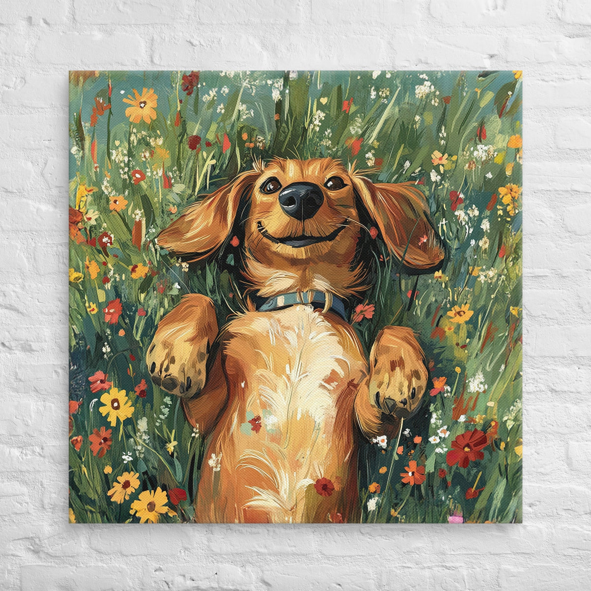 Printful canvas 36″×36″ Dachshund in Bloom Canvas Prints - FREE SHIPPING ITEM