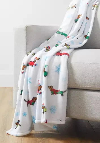 LoveTheBreed.com Blanket Dachshunds Winter Wonderland Throw Blanket