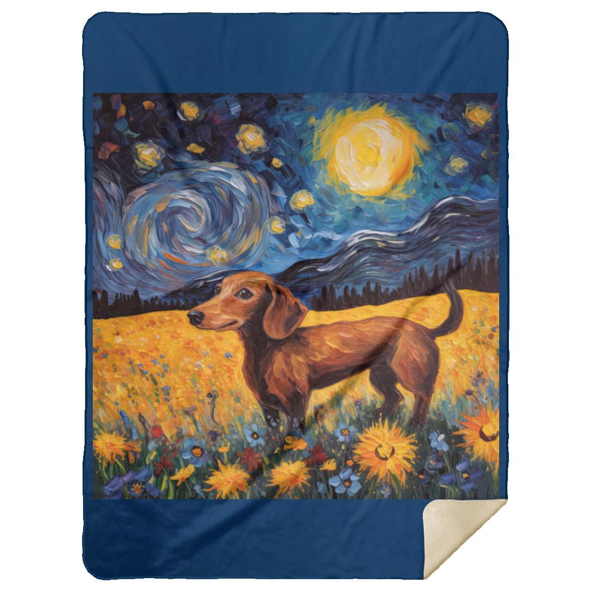 CustomCat Apparel MSHL Premium Mink Sherpa Blanket 60x80 / Royal Dachshund Starry Night Flower Field Delight Blankets