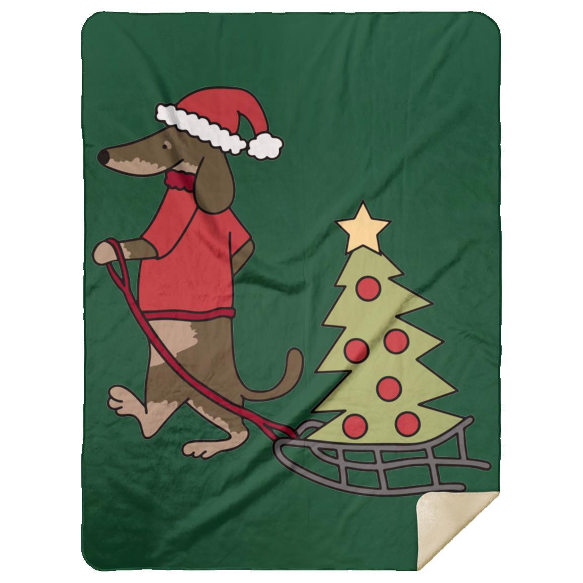 Dachshund Christmas Tree Sled Blankets