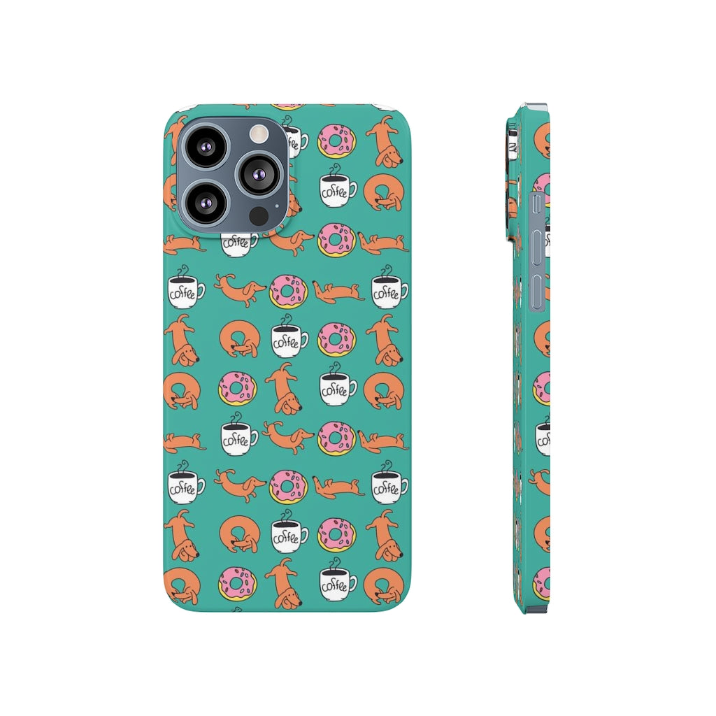 Dachshunds Coffee & Donuts Slim Phone Cases, Case-Mate