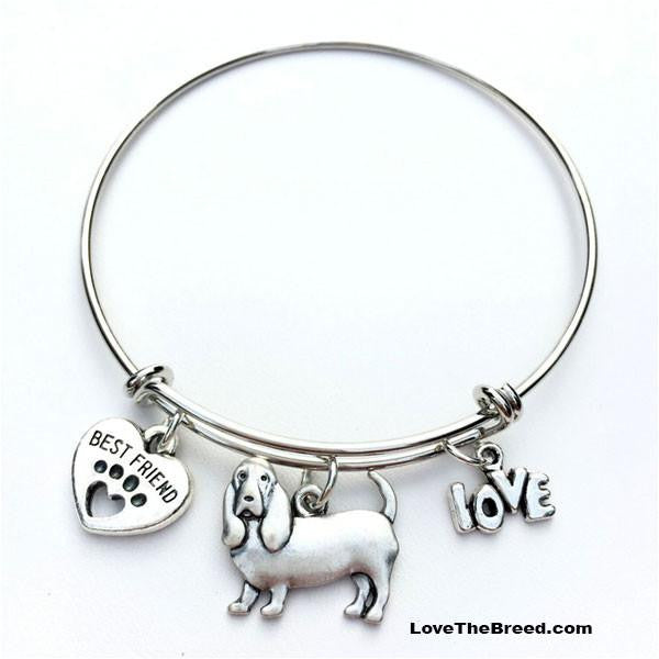 Basset Hound Best Friend Love Charm Bracelet