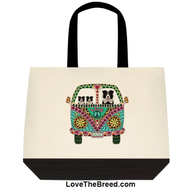 Border Collie Love Bus Extra Large Tote