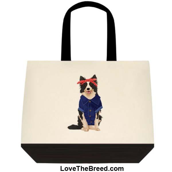 Border Collie Rosie the Riveter DOG Extra Large Tote