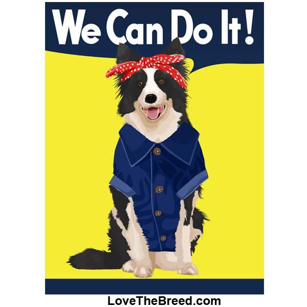 Border Collie Rosie the Riveter We Can Do It Extra Large Tote