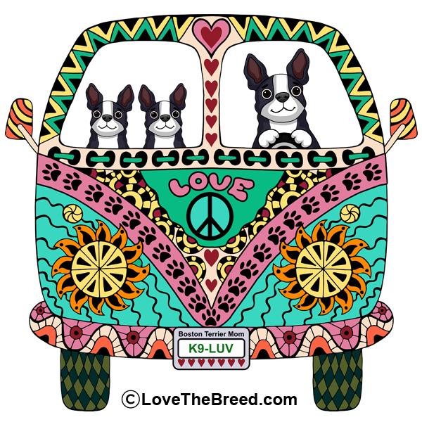 Boston Terrier Love Bus Extra Large Tote