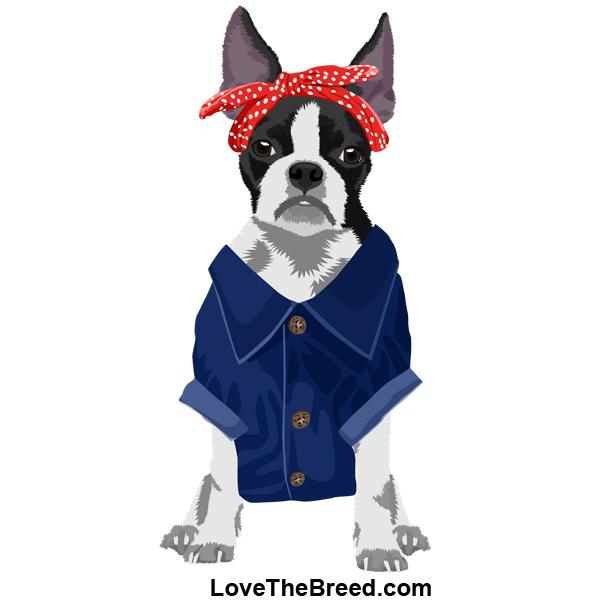 Boston Terrier Rosie the Riveter DOG Extra Large Tote