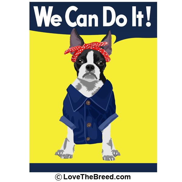 Boston Terrier Rosie the Riveter We Can Do It Extra Large Tote