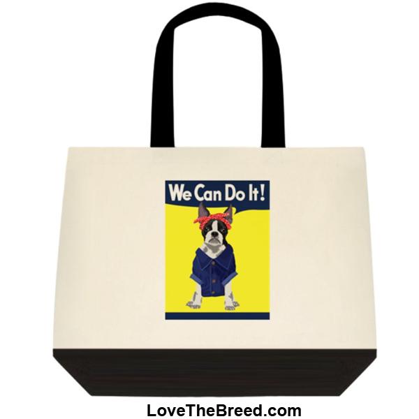 Boston Terrier Rosie the Riveter We Can Do It Extra Large Tote