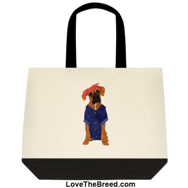 Boxer Rosie the Riveter DOG Extra Large Tote