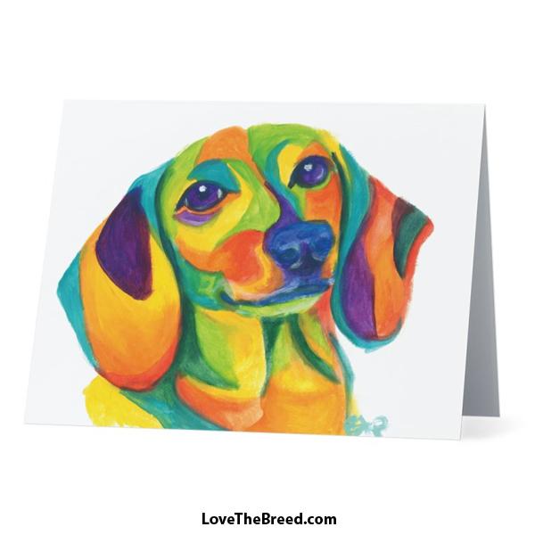 Colorful Dachshund Card - with Envelope + FREE SHIPPING
