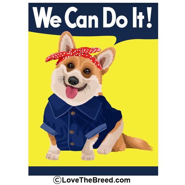 Corgi Rosie the Riveter We Can Do It Extra Large Tote