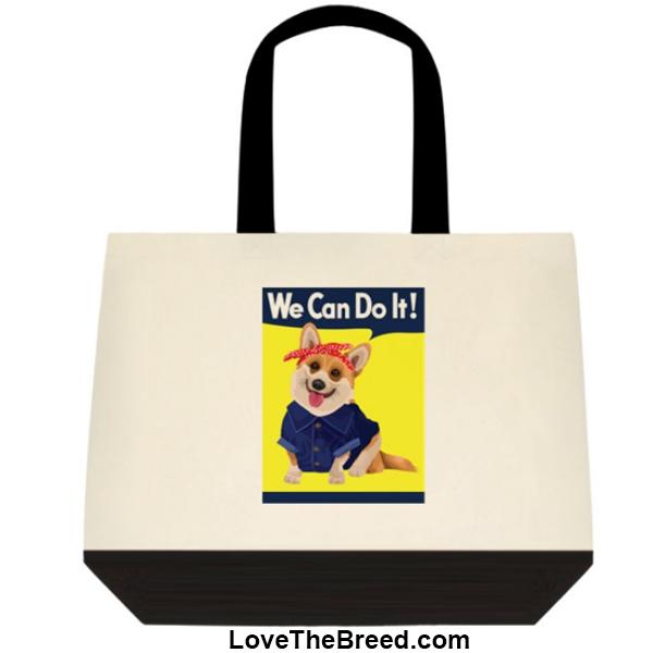 Corgi Rosie the Riveter We Can Do It Extra Large Tote