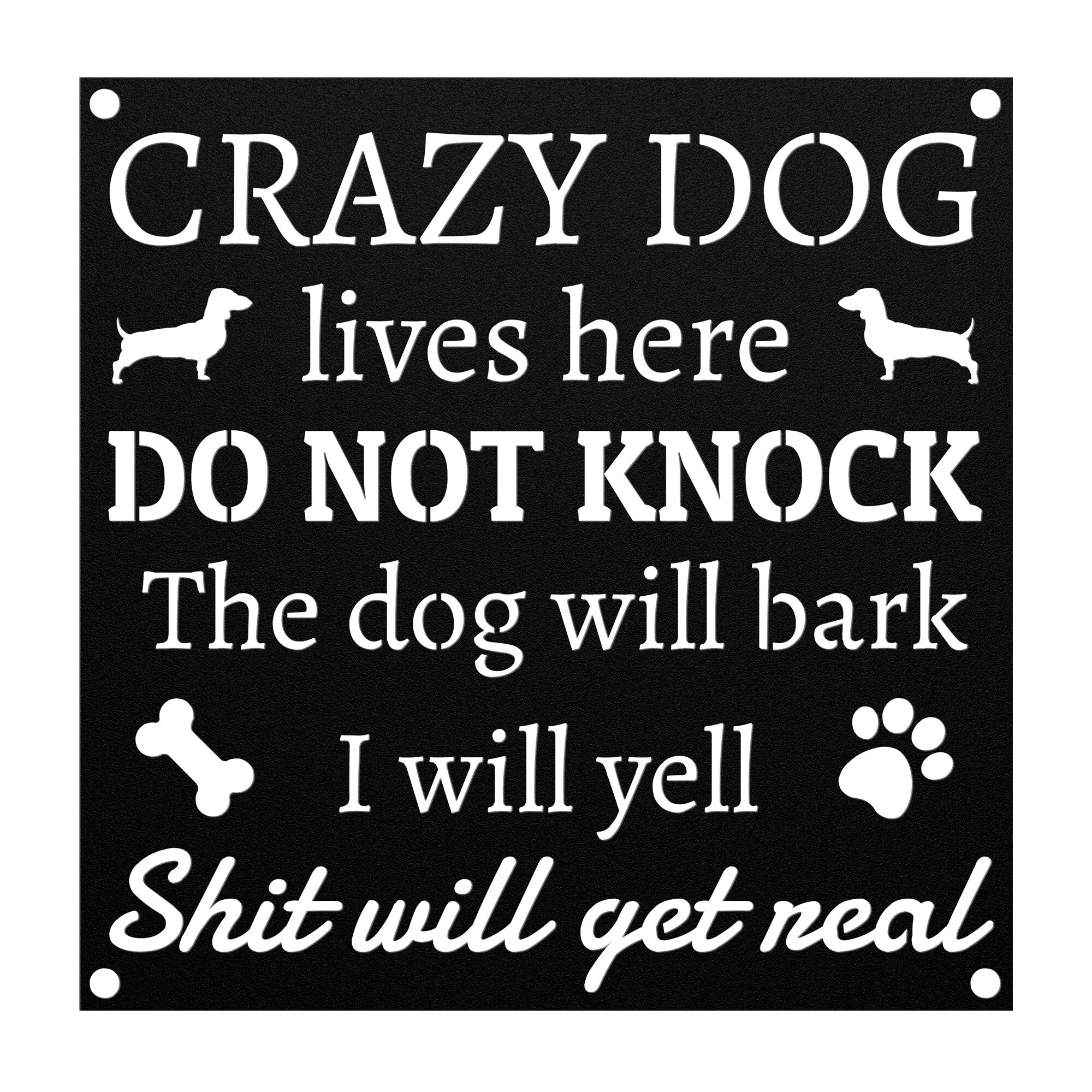 Crazy Dog Dachshund Lives Here Metal Wall Art Sign