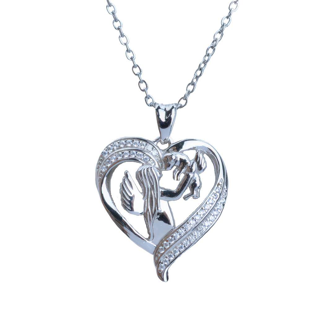 LoveTheBreed.com necklace Always in my Heart Angel Dog Memorial Silver Necklace FREE SHIPPING