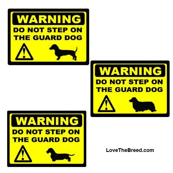 Dachshund Warning Decal Do Not Step on Guard Dog
