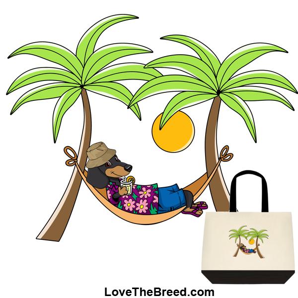 Dachshund Black and Tan in Hammock Extra Large Tote