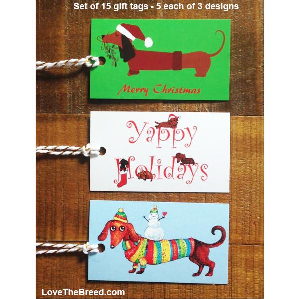 Dachshund Holiday Gift Tags set of 15