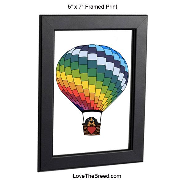LoveTheBreed.com pictures Dachshund in Hot Air Balloon Black and Tan Framed Print 5 x 7