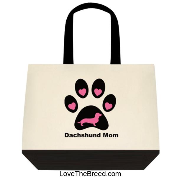 Dachshund Mom Paw Print Extra Large Tote