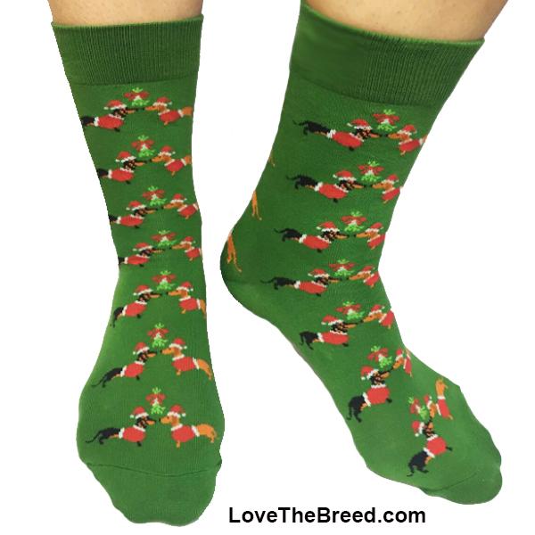 Dachshund Socks Santa Mistletoe LIMITED EDITION