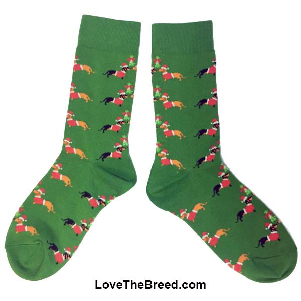 LoveTheBreed.com Socks Dachshund Socks Santa Mistletoe LIMITED EDITION