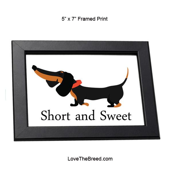 Dachshund Short and Sweet Black and Tan Framed Print 5 x 7