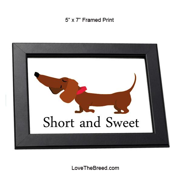 Dachshund Short and Sweet Brown Framed Print 5 x 7