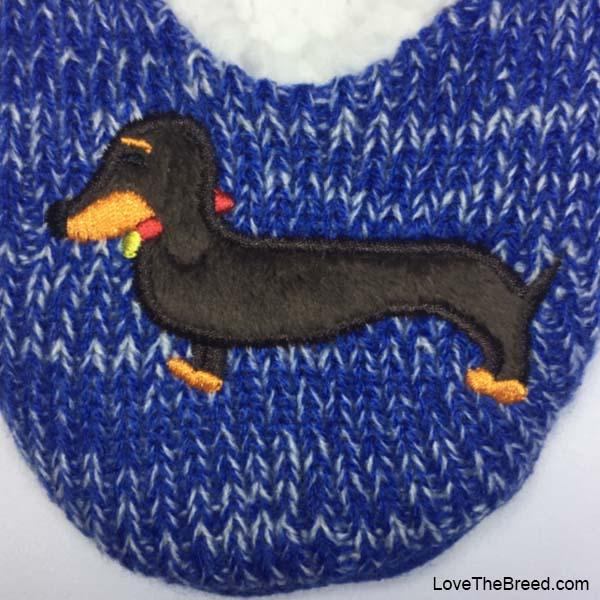 LoveTheBreed.com Apparel Dachshund Blue KNIT Slippers Love The Breed