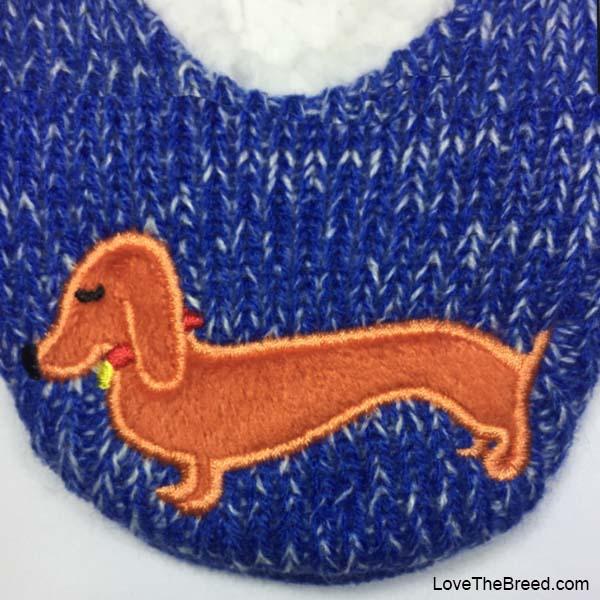 LoveTheBreed.com Apparel Dachshund Blue KNIT Slippers Love The Breed