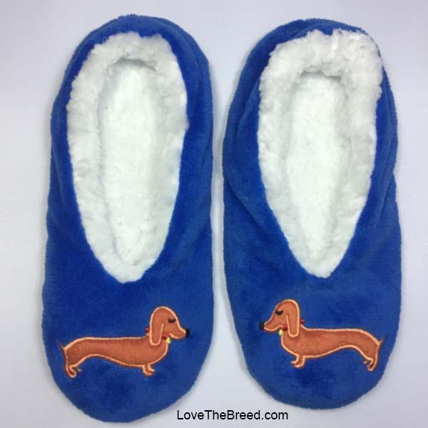 Dachshund Blue PLUSH Slippers Love The Breed