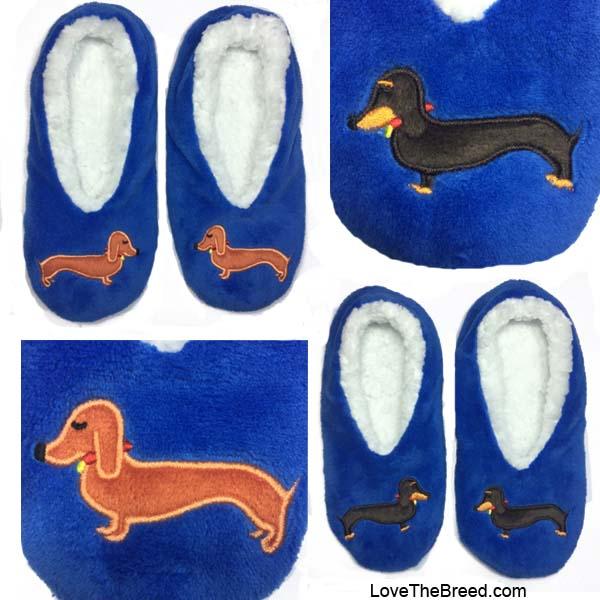 Dachshund Blue PLUSH Slippers Love The Breed