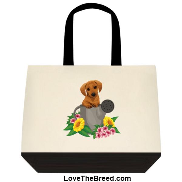 Dachshund Brown in Watering Can Tote