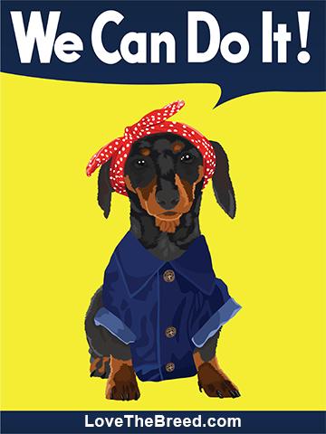 Dachshund Rosie the Riveter Extra Large Tote