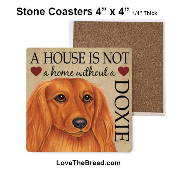 Square Stone Coasters - Dachshund Long Hair